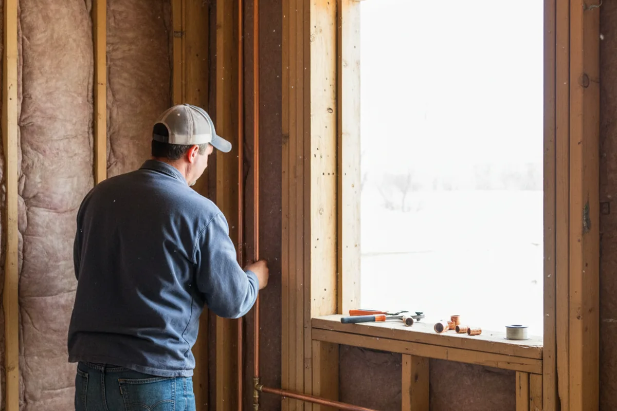 Licensed plumber running new copper supply lines in a Ellisburg home